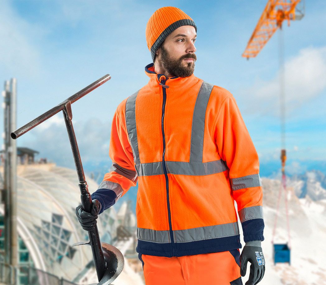 Warnschutz-Fleecejacke Image - Farbe: warnorange/marine - Größe: L