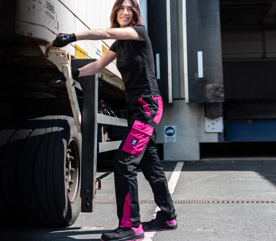 Arbeitshose Damen Image - Farbe: schwarz/pink - Größe: 42