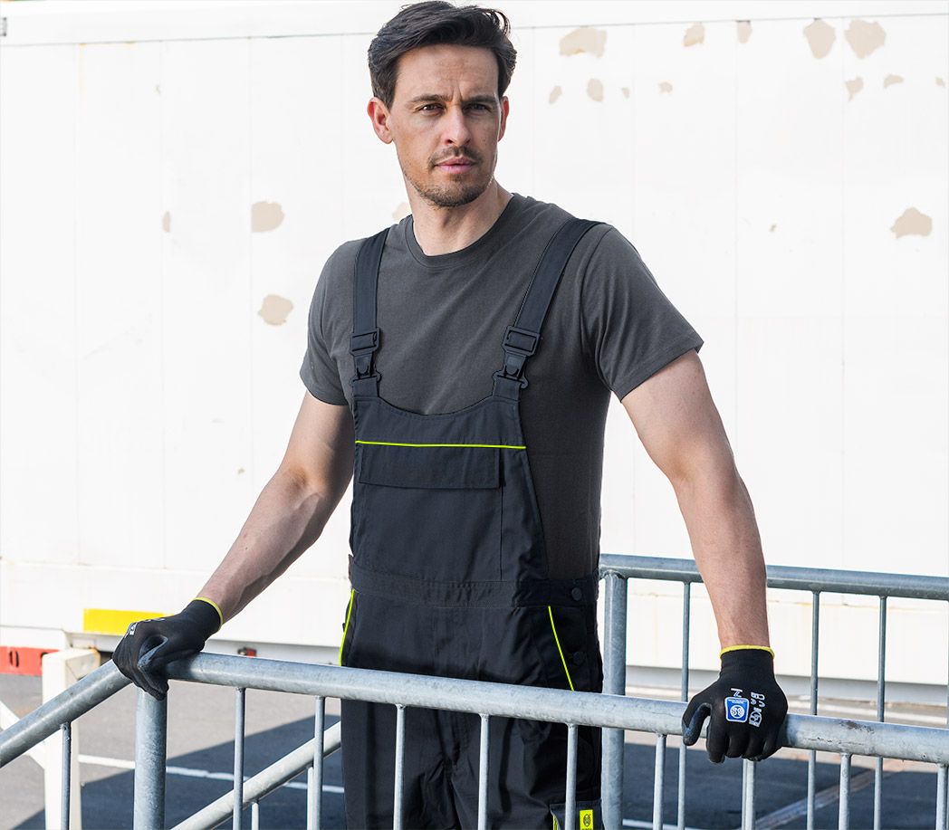 Latzhose Stretch Pure - Farbe: schwarz/gelb - Größe: 58