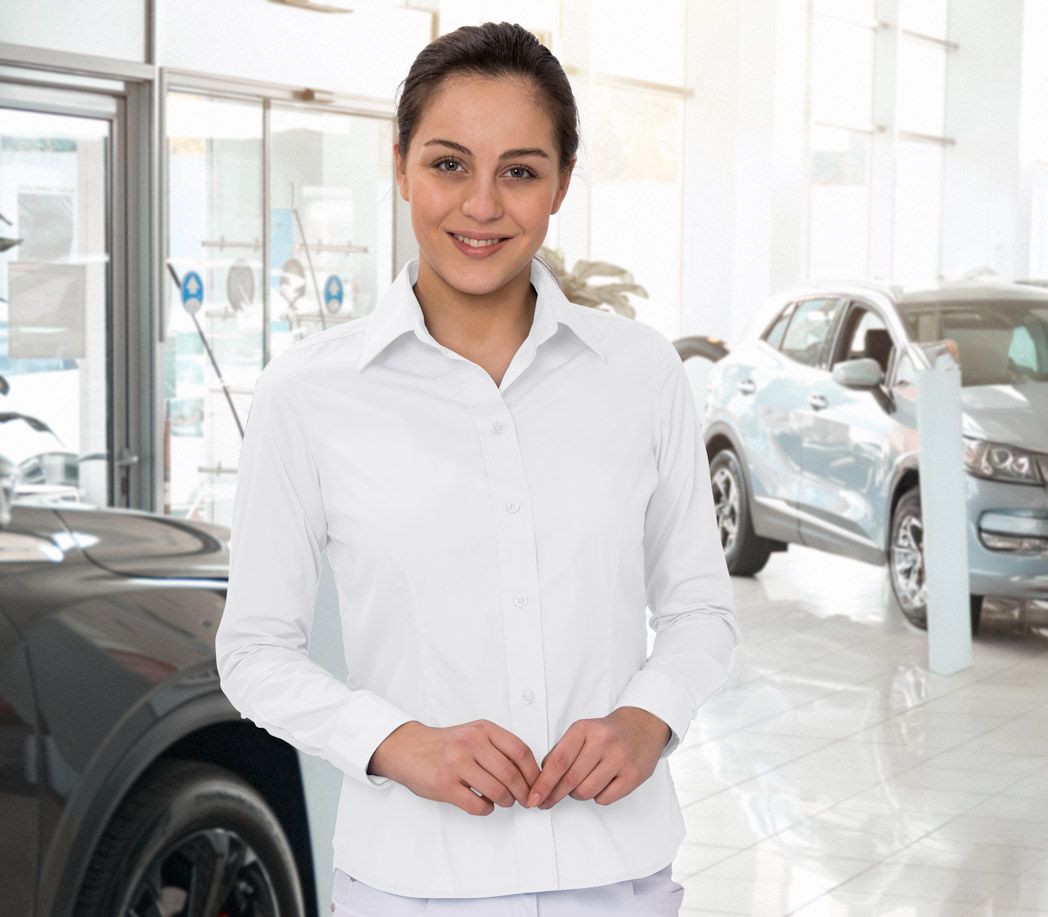 Premium Business Bluse Damen - Farbe: weiß - Größe: 46