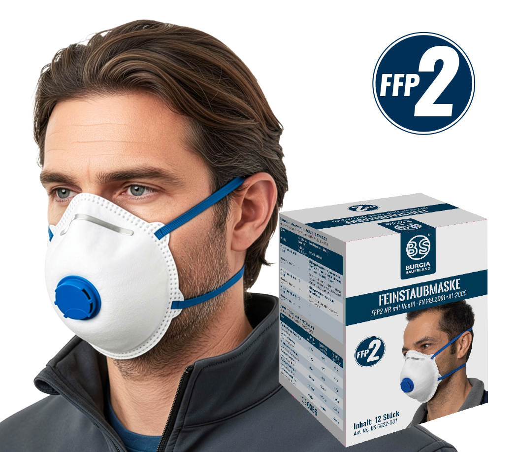Atemschutzmasken mit Filter in den Schutzklassen FFP2, FFP3, P2 und P3 von Burgia Sauerland