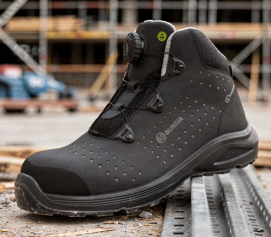 Sicherheitshochschuhe S1P ESD Drehverschluss - Farbe: schwarz/grau - Größe: 43