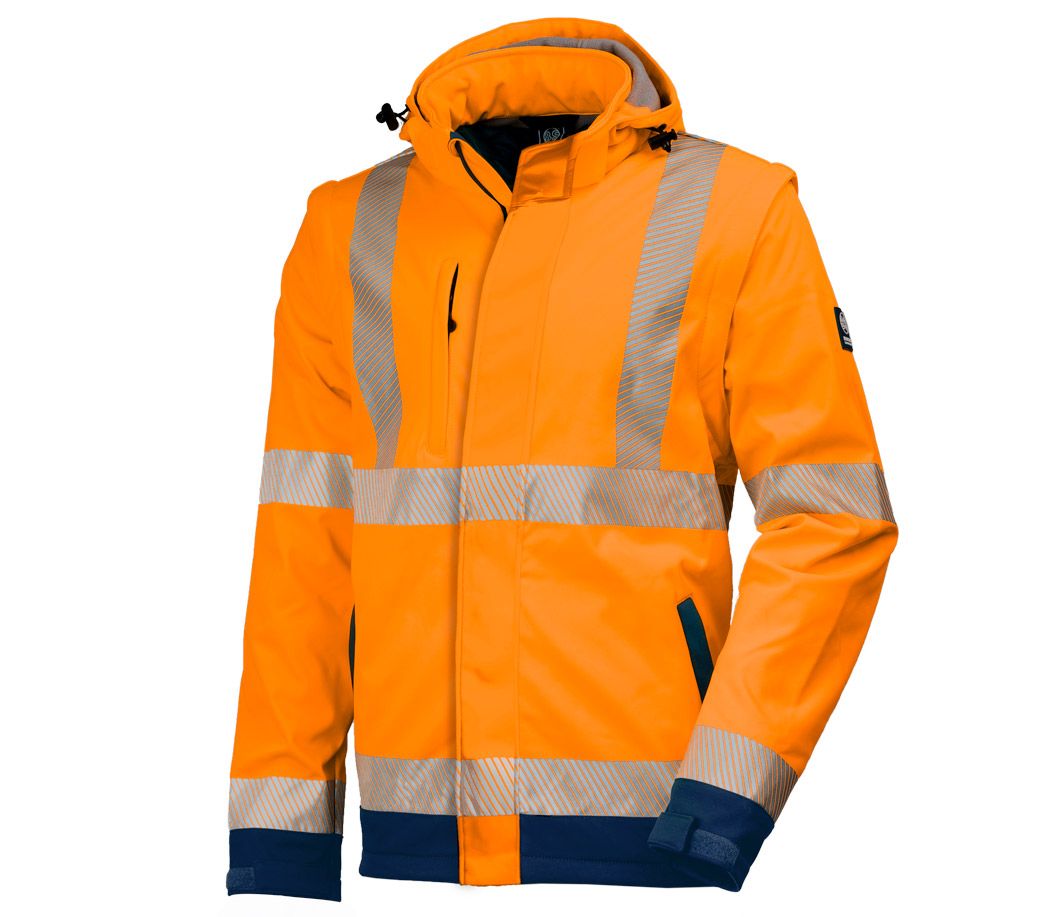 Winter Warnschutz-Softshelljacke 2-in-1 - Farbe: warnorange/marine - Größe: M