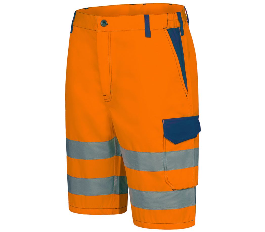 Warnschutz-Shorts - Farbe: warnorange/marine - Größe: 44