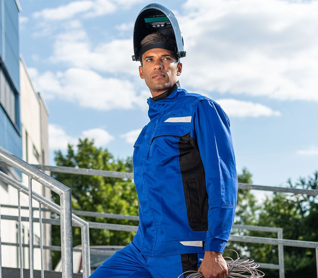 Multinorm Arbeitsjacke - Farbe: kornblau/schwarz - Größe: 48