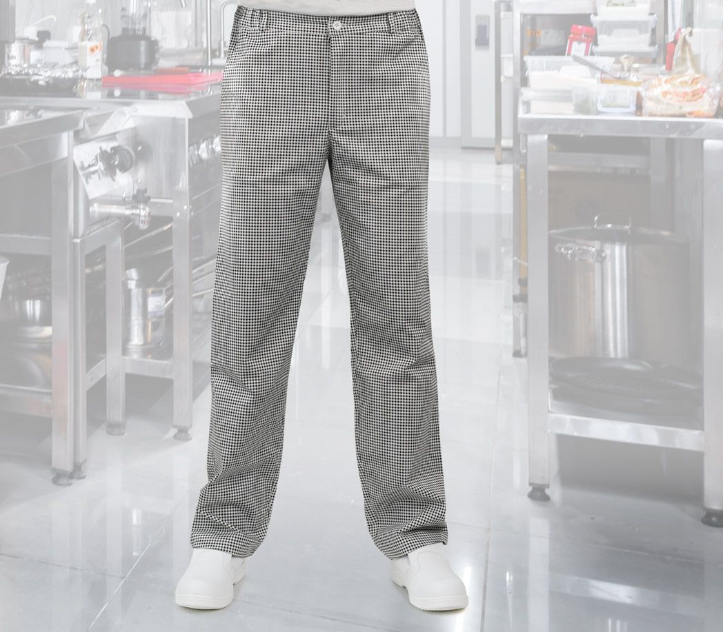 Kochhose Stretch - Farbe: schwarz/weiss pepita - Größe: 46