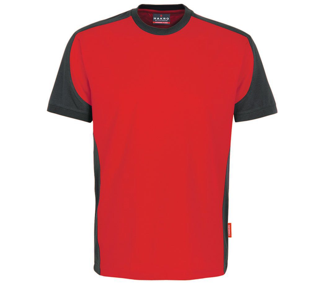 Hakro T-Shirt Performance Contrast - Farbe: rot/anthrazit - Größe: 3XL